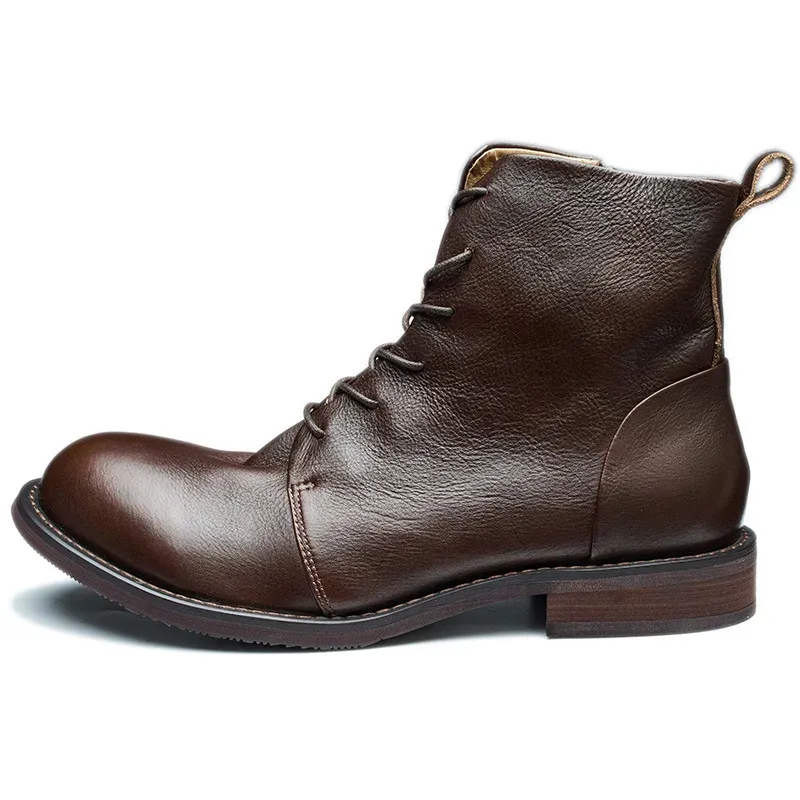 Men's Casual Vegan Leather Boots with Zipper and Lace Up | Perfect for All Seasons