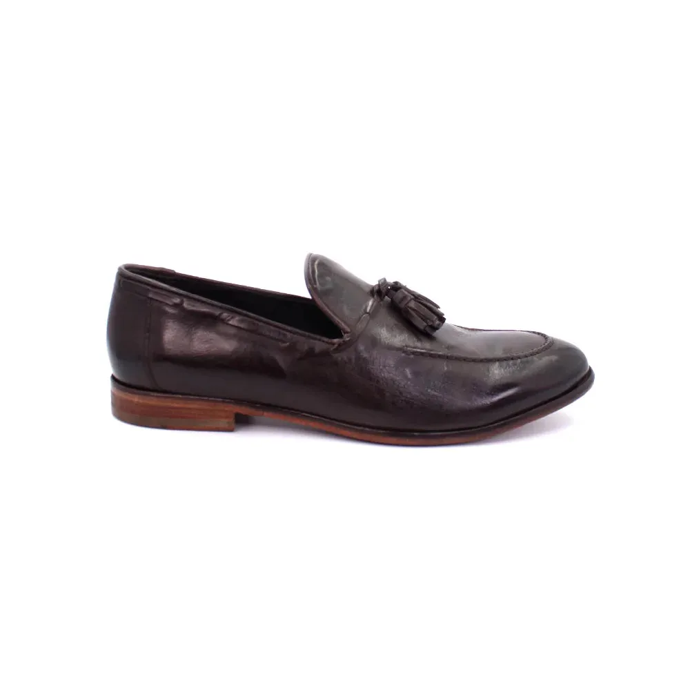 Men's Leather Moccasin in Calf Leather Testa di Moro Dark Brown (JPU266/1)