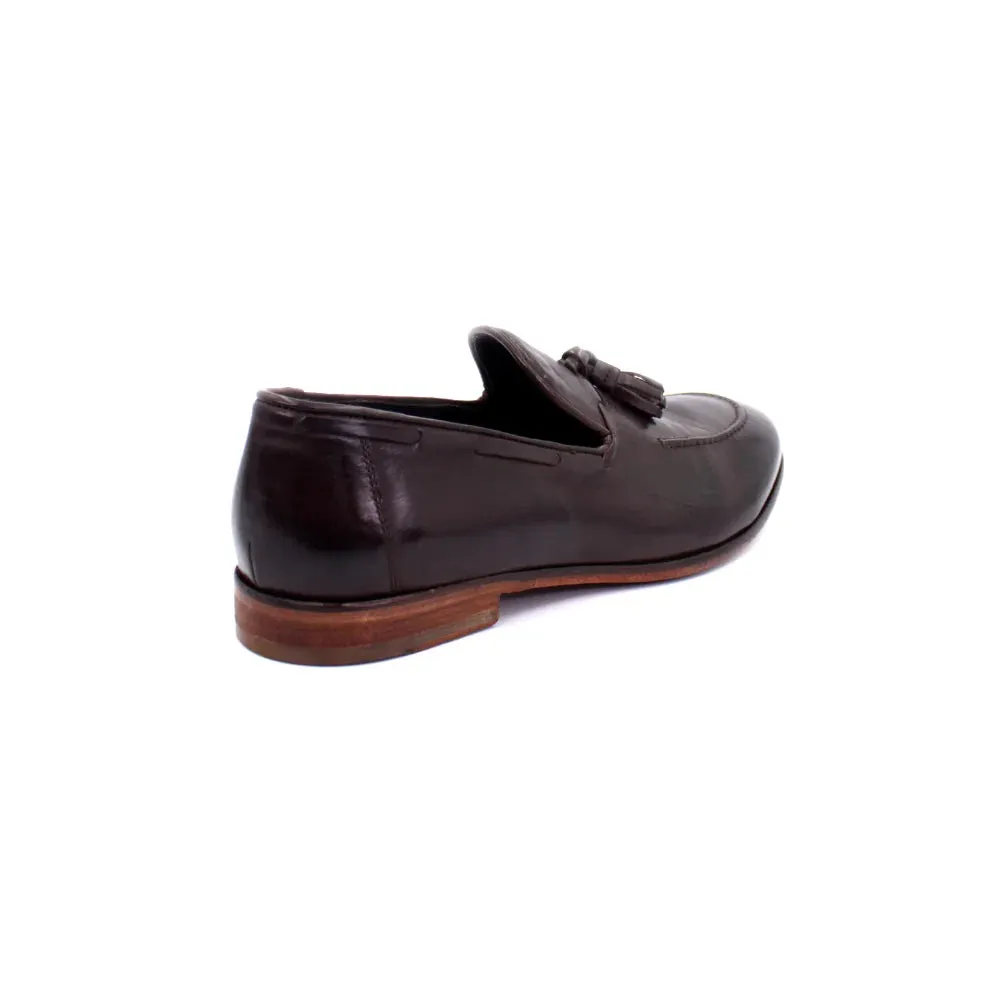 Men's Leather Moccasin in Calf Leather Testa di Moro Dark Brown (JPU266/1)