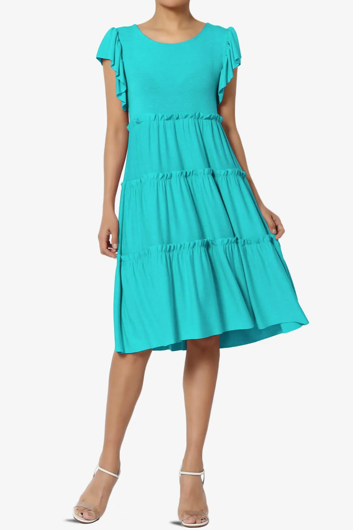 Minka Flutter Sleeve Tiered Ruffle Dress