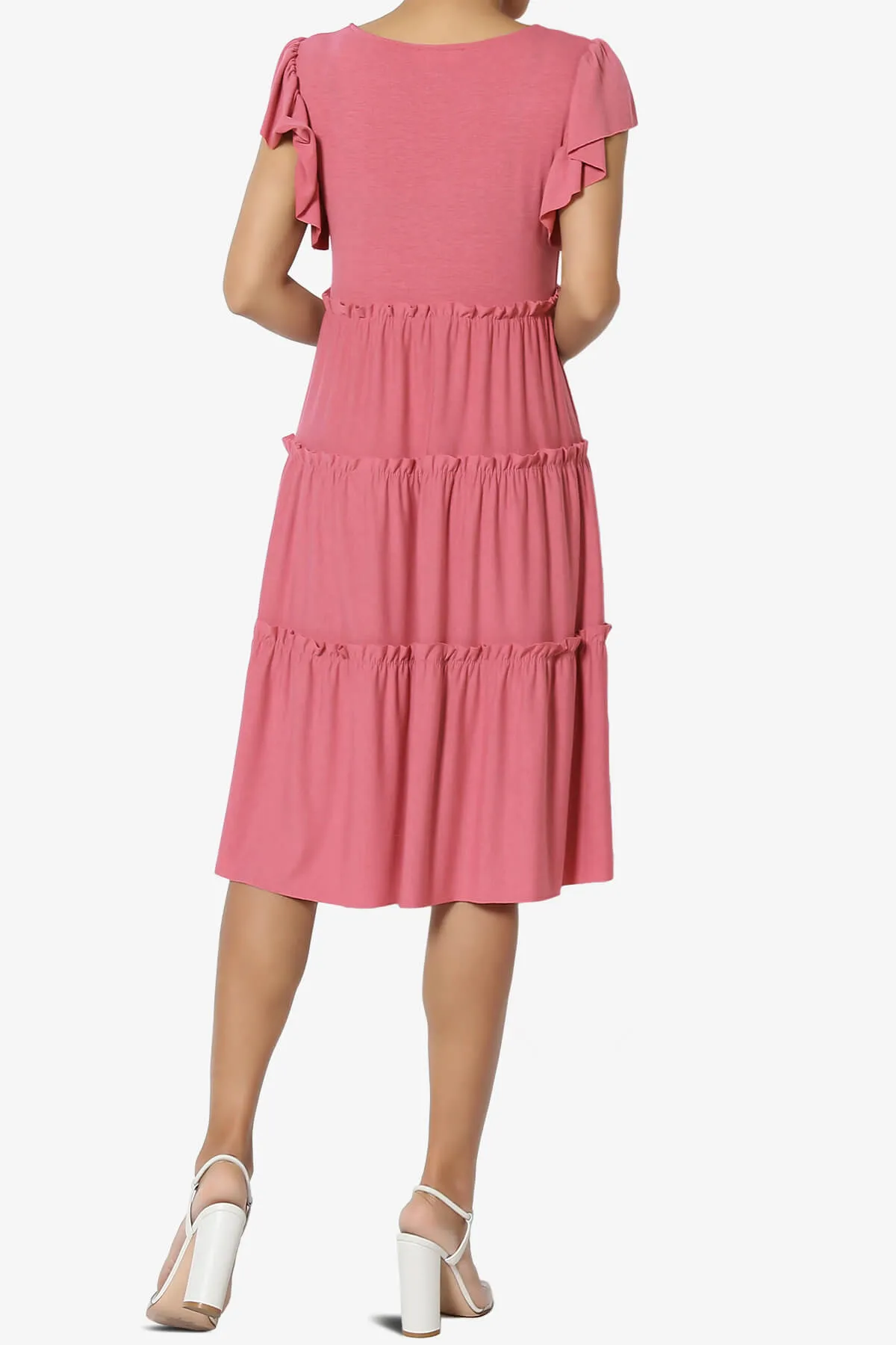 Minka Flutter Sleeve Tiered Ruffle Dress