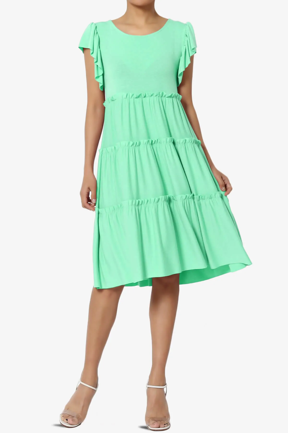 Minka Flutter Sleeve Tiered Ruffle Dress