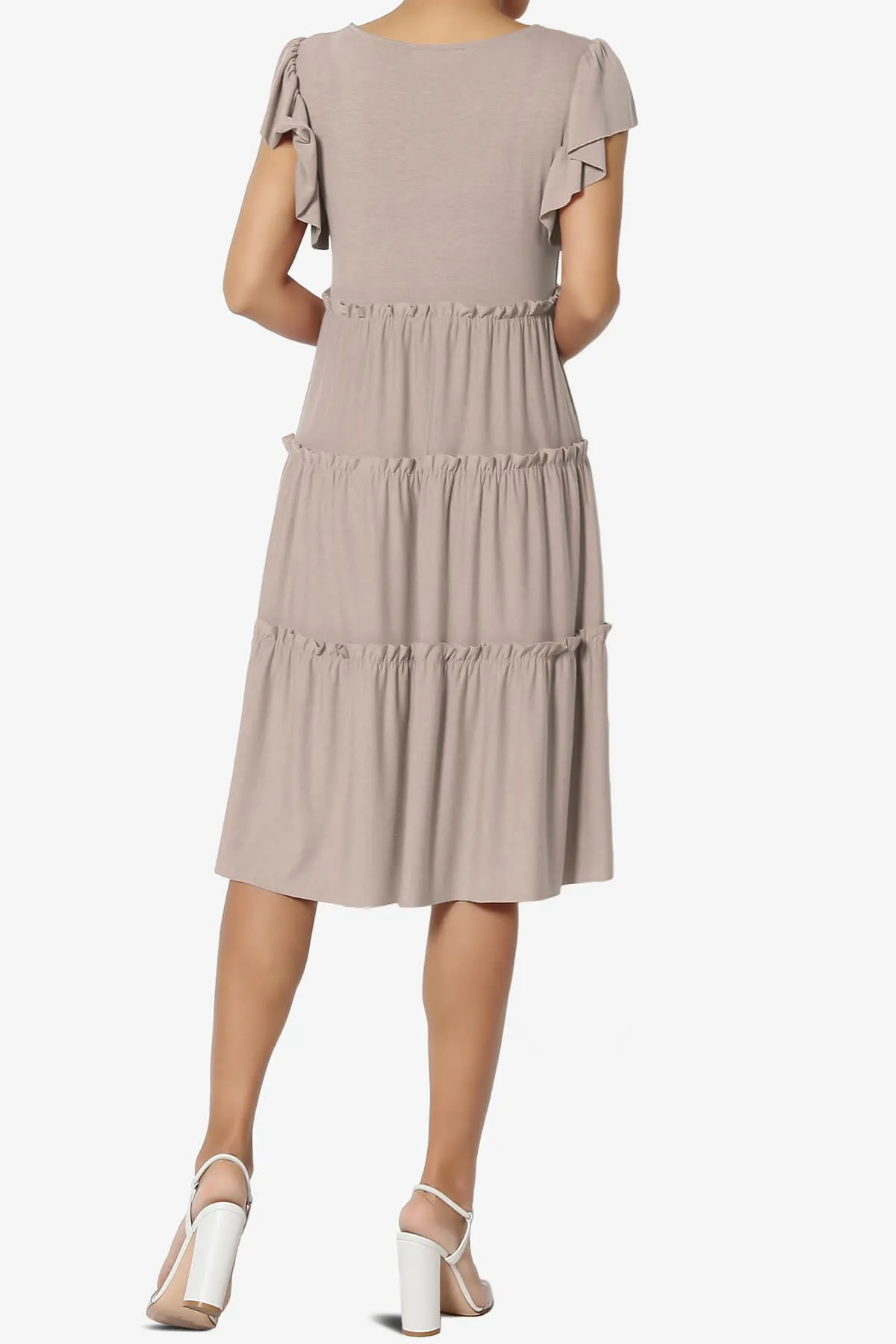 Minka Flutter Sleeve Tiered Ruffle Dress