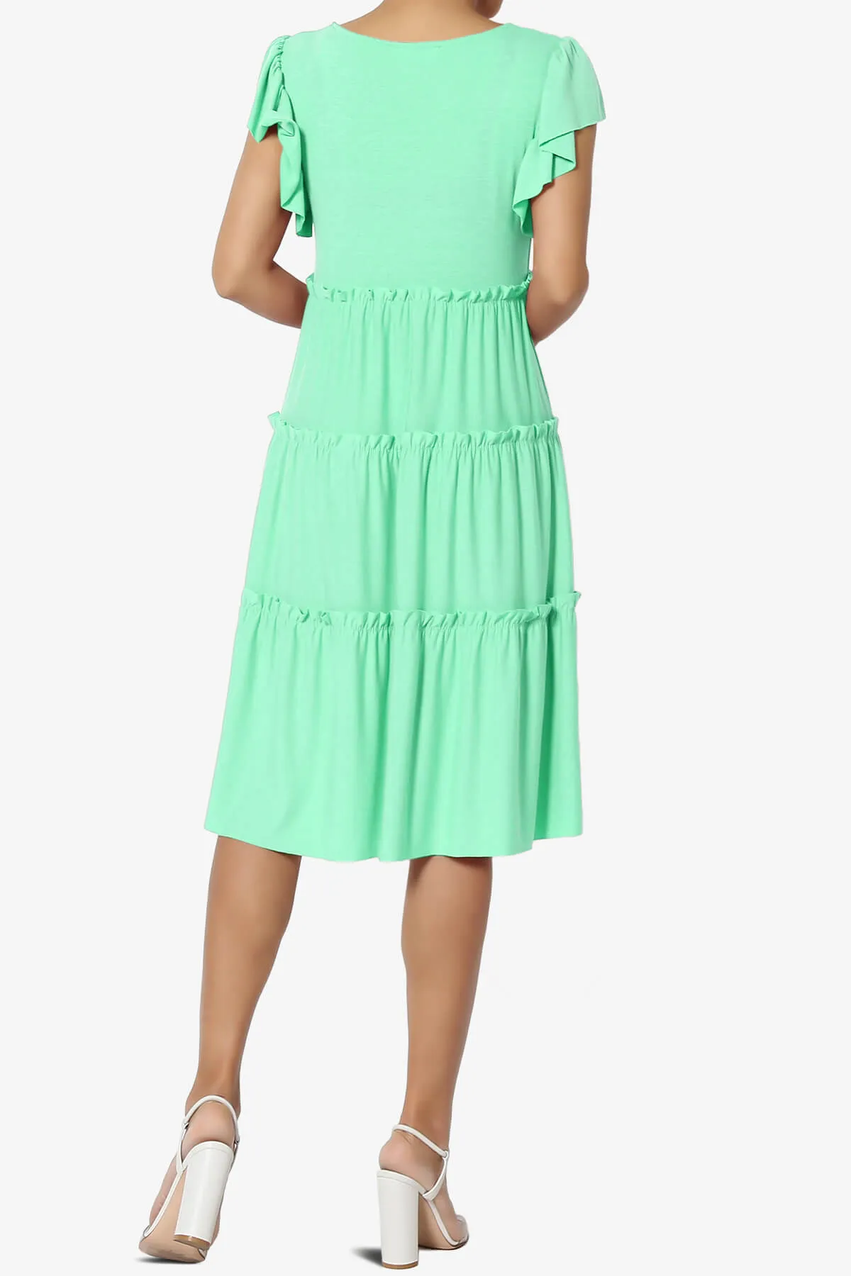 Minka Flutter Sleeve Tiered Ruffle Dress