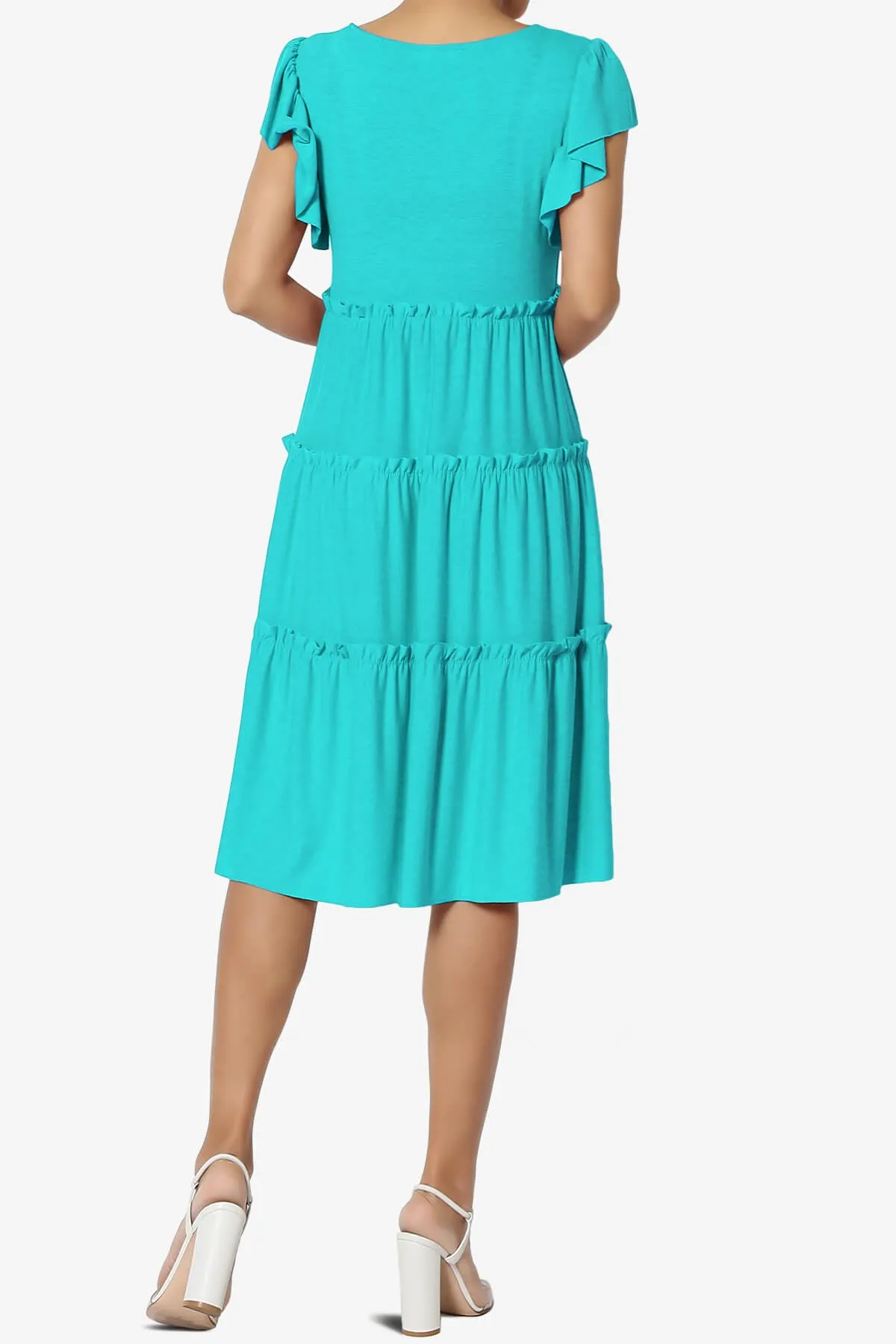 Minka Flutter Sleeve Tiered Ruffle Dress