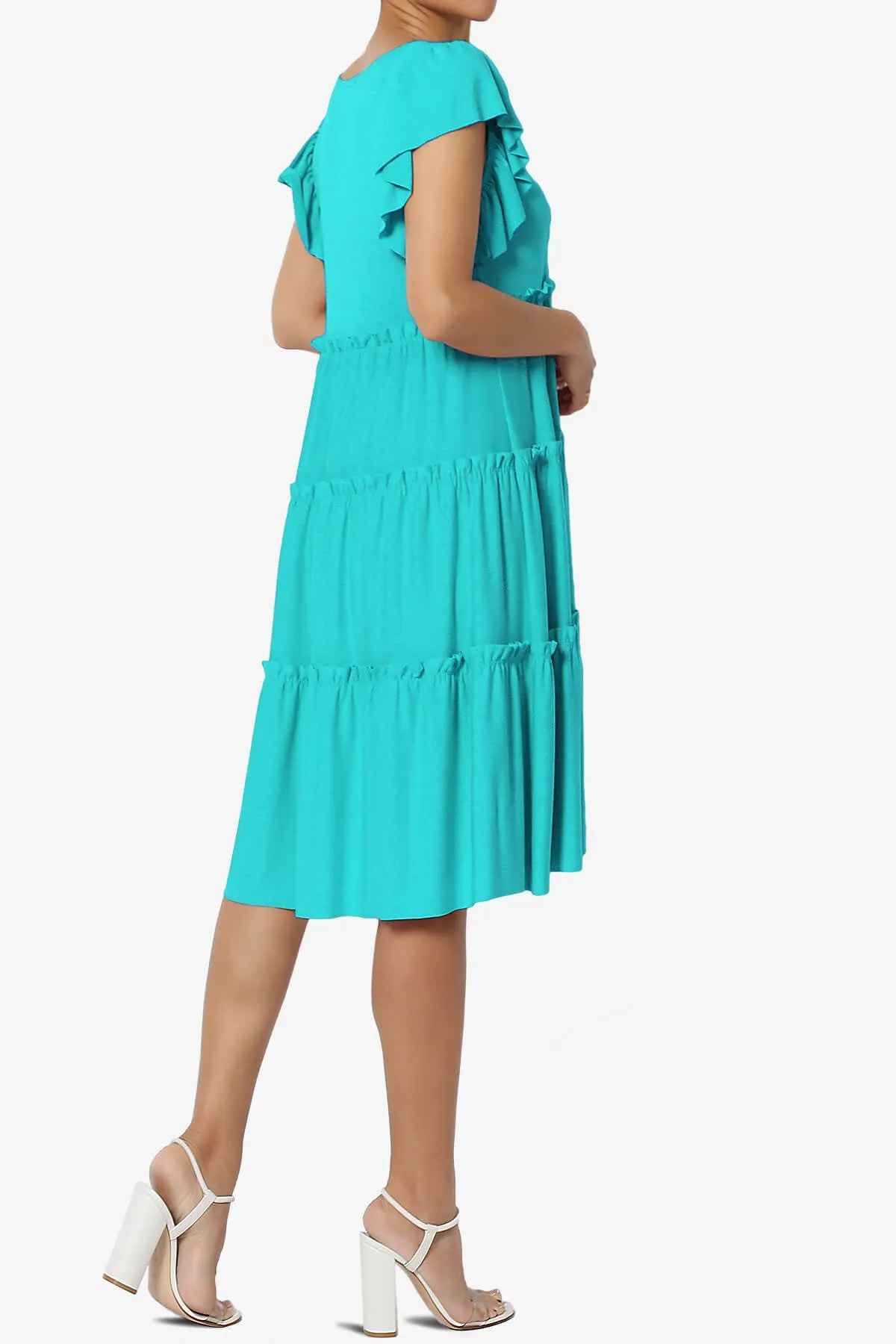 Minka Flutter Sleeve Tiered Ruffle Dress