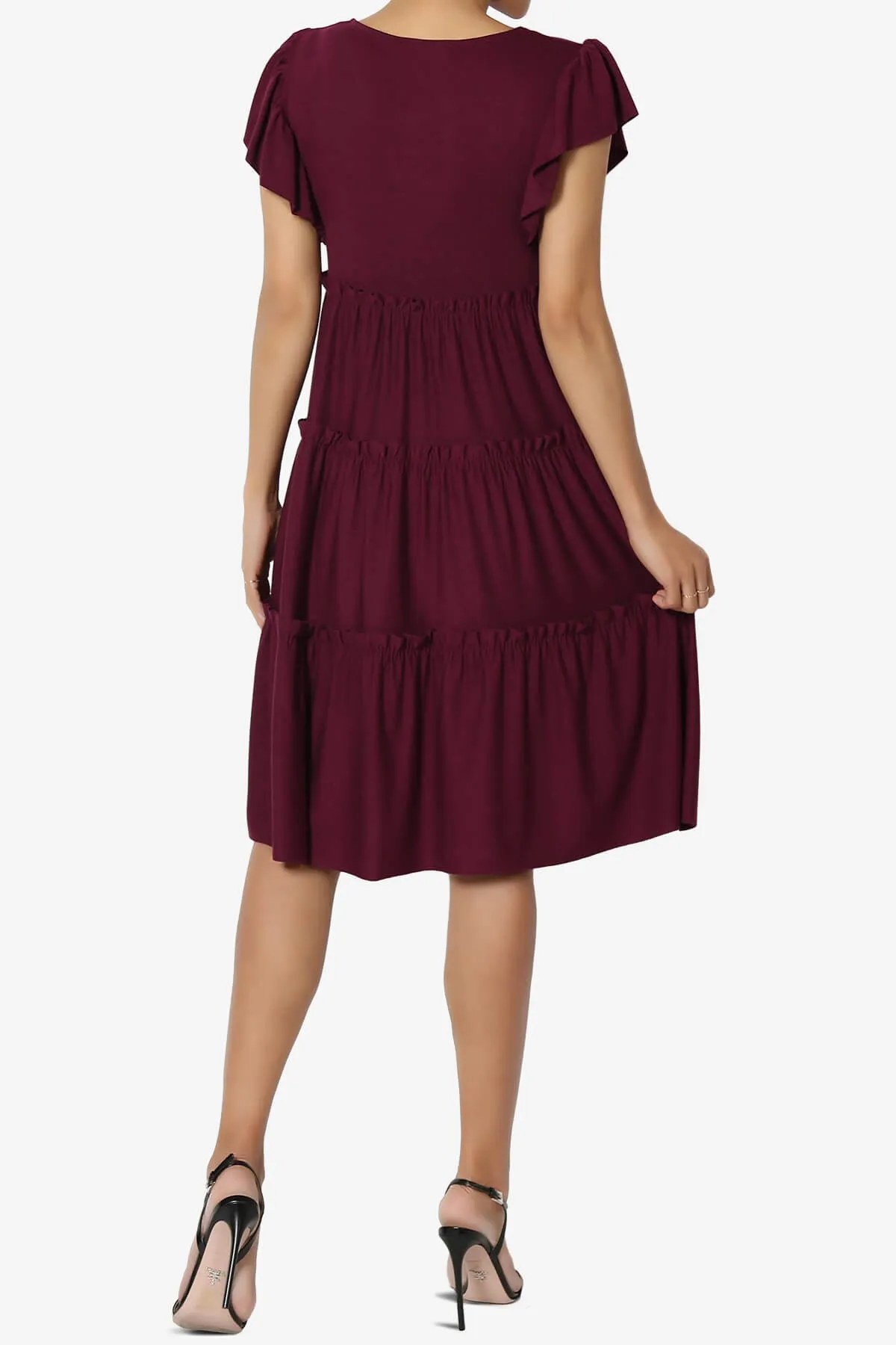 Minka Flutter Sleeve Tiered Ruffle Dress