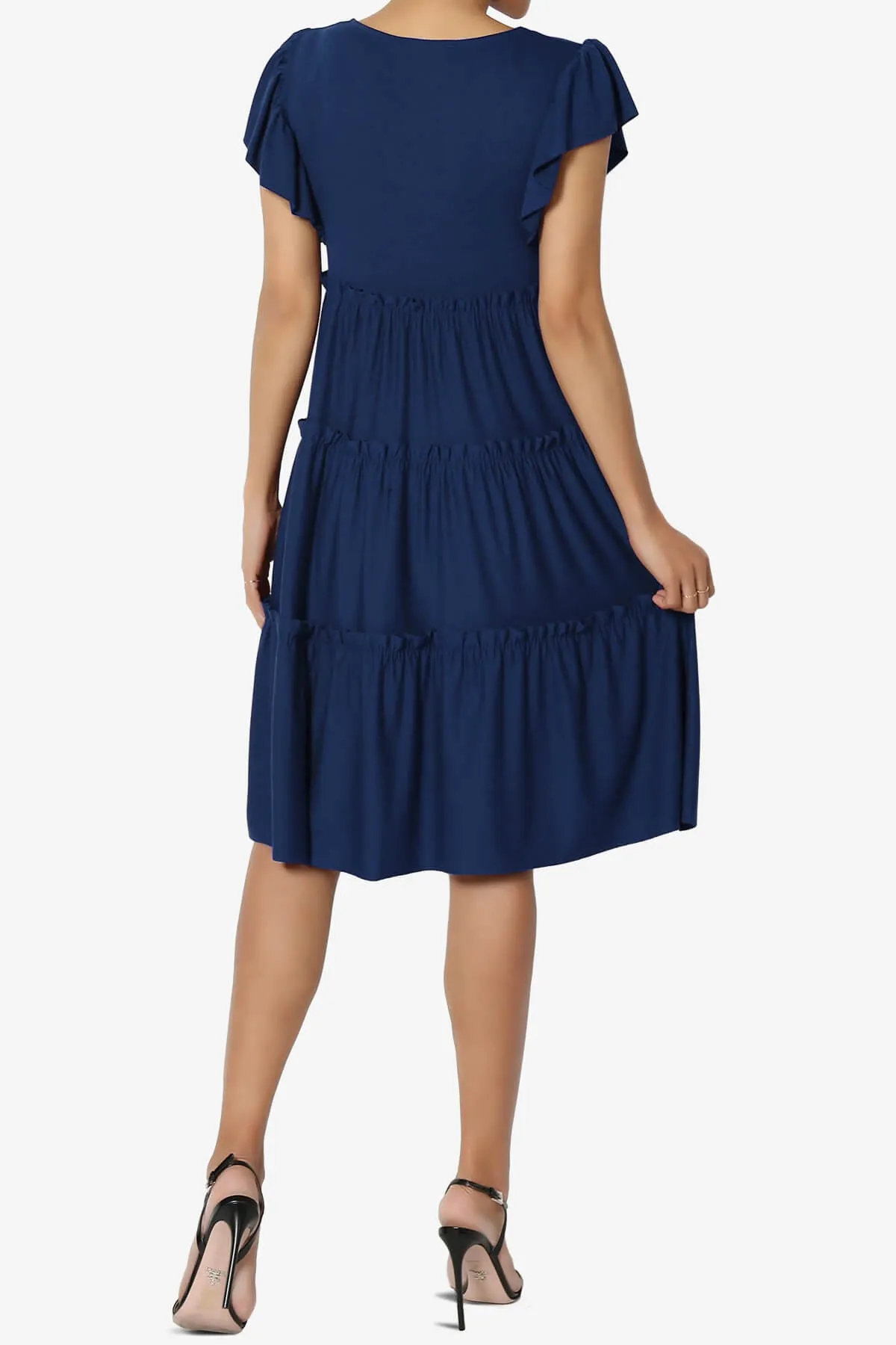 Minka Flutter Sleeve Tiered Ruffle Dress