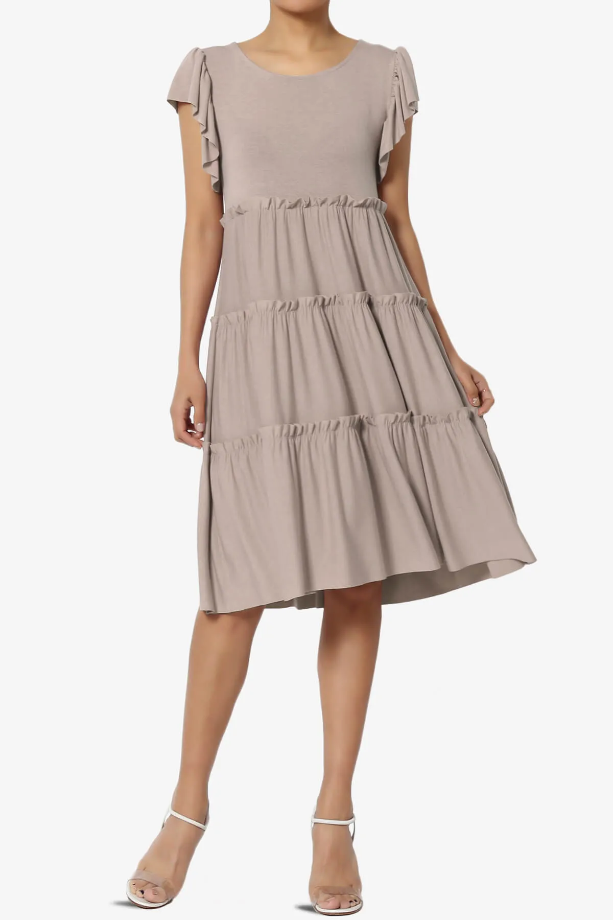 Minka Flutter Sleeve Tiered Ruffle Dress
