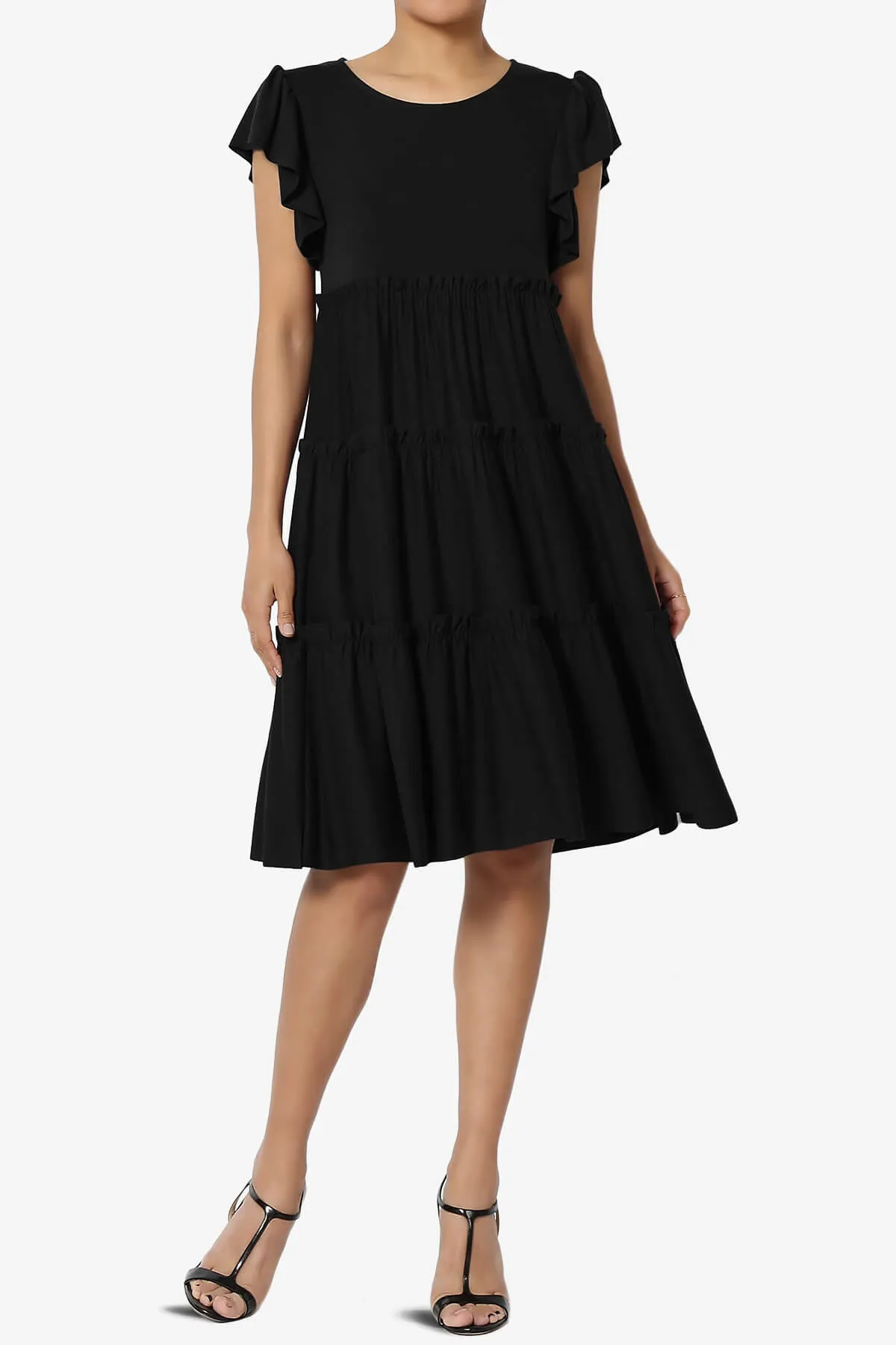 Minka Flutter Sleeve Tiered Ruffle Dress