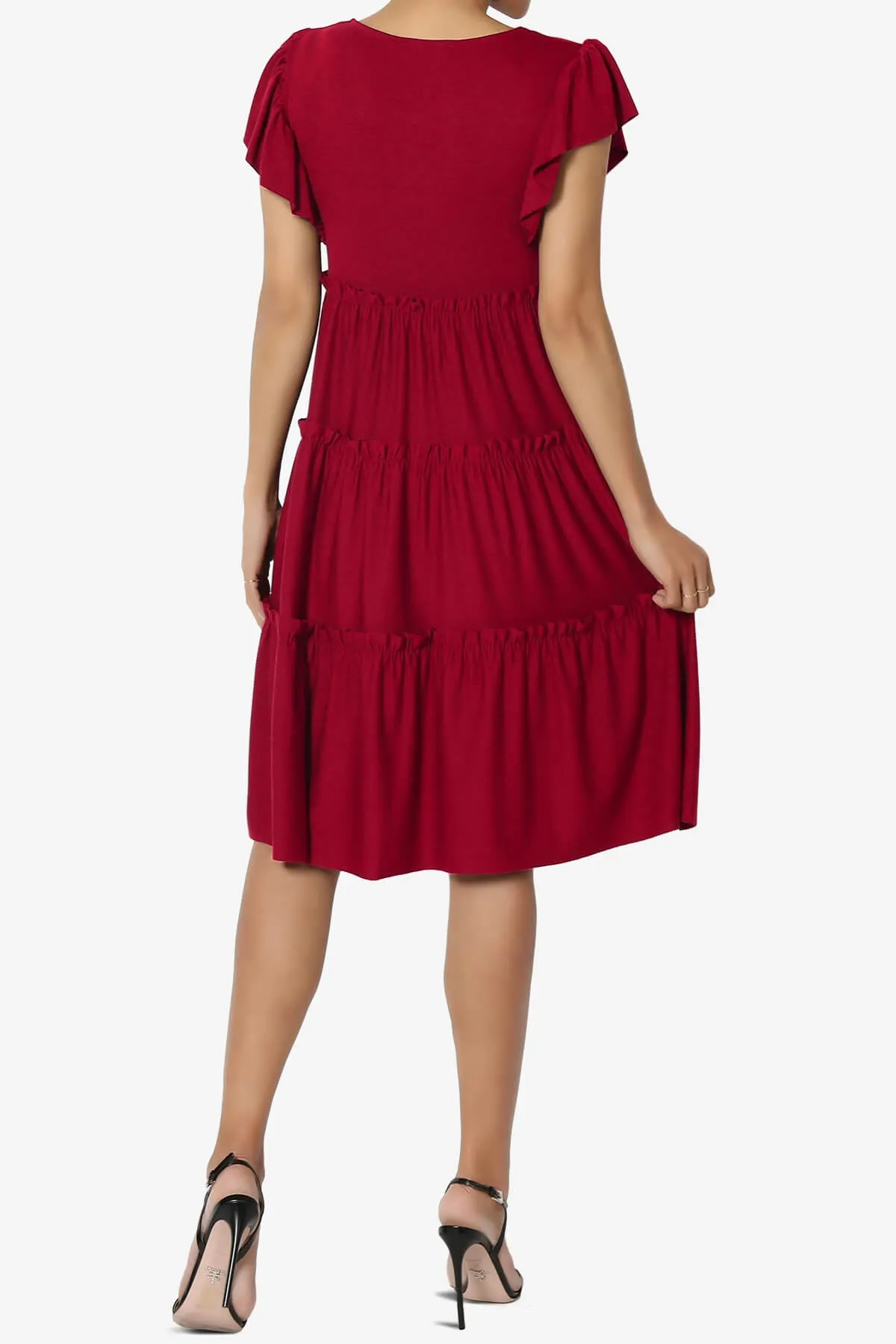 Minka Flutter Sleeve Tiered Ruffle Dress