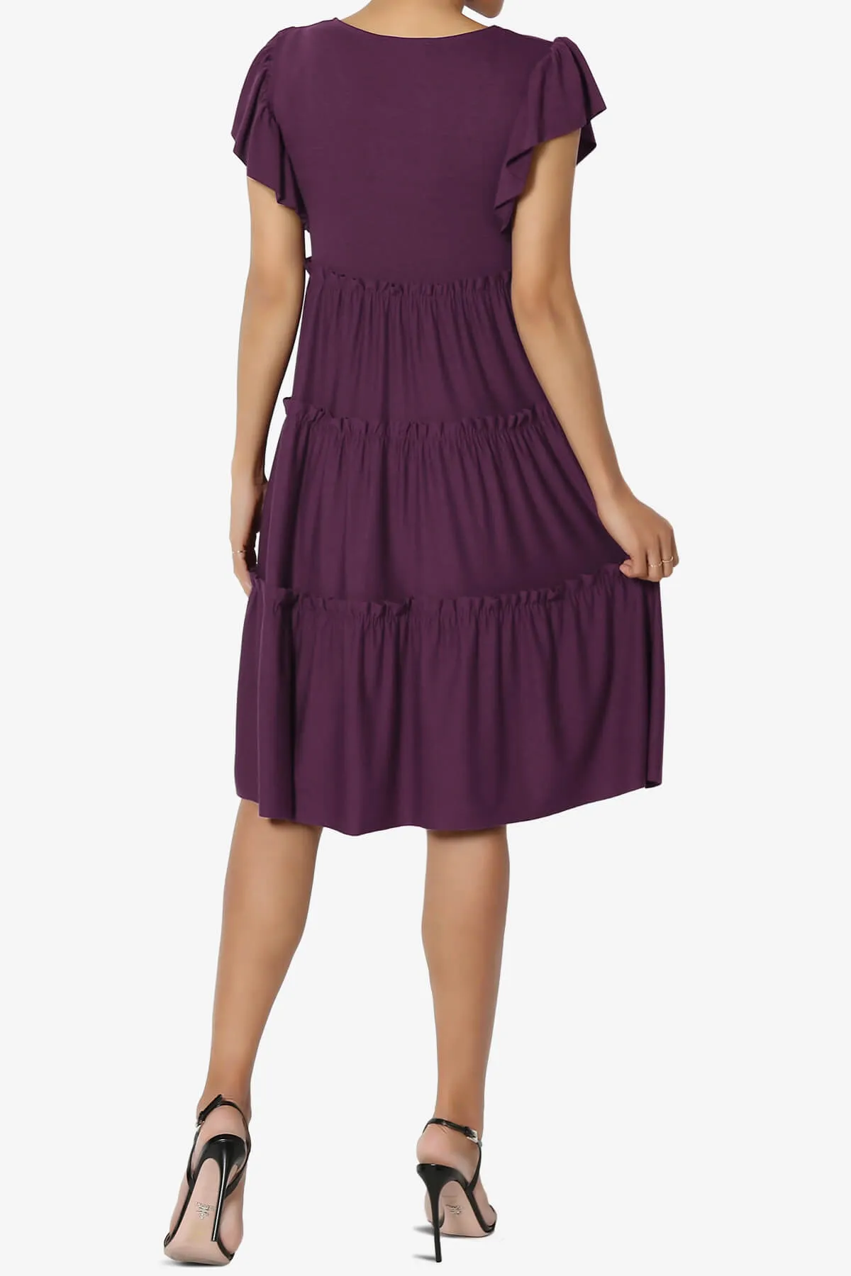 Minka Flutter Sleeve Tiered Ruffle Dress