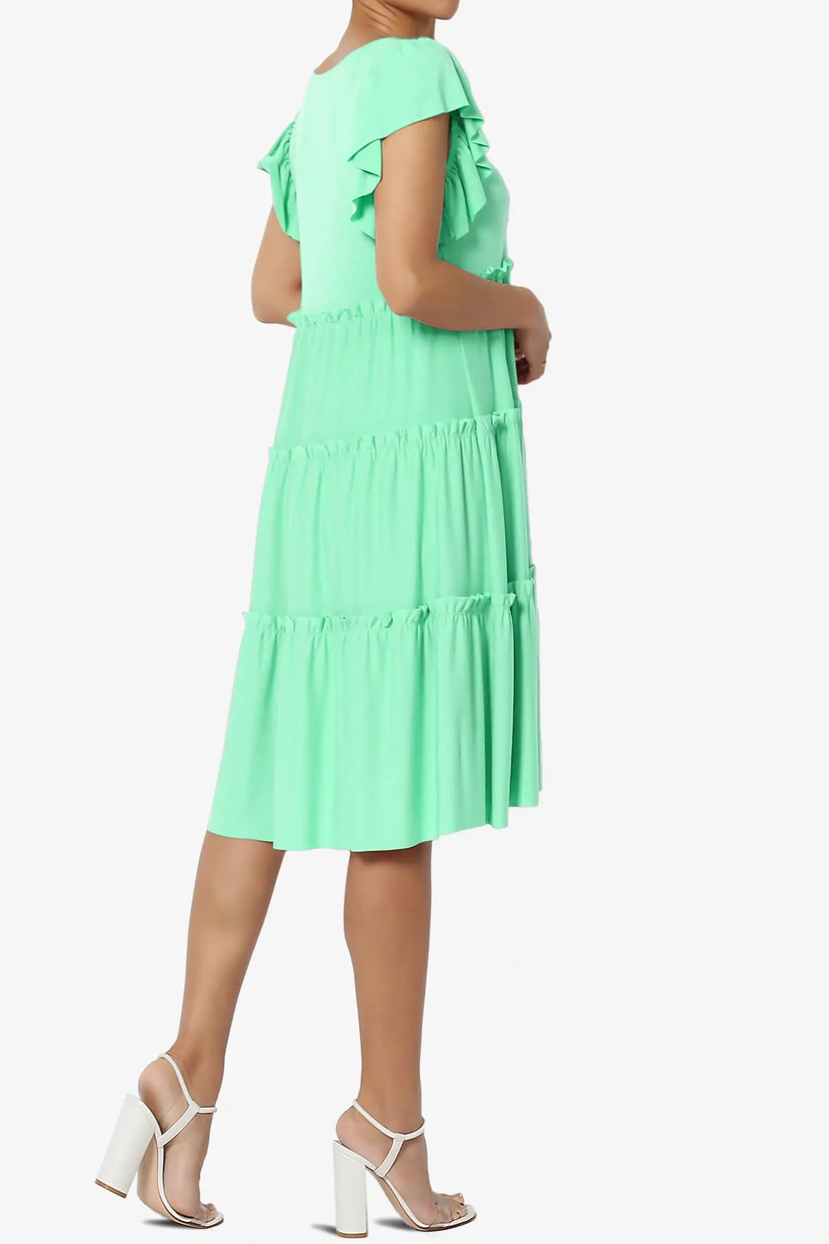 Minka Flutter Sleeve Tiered Ruffle Dress