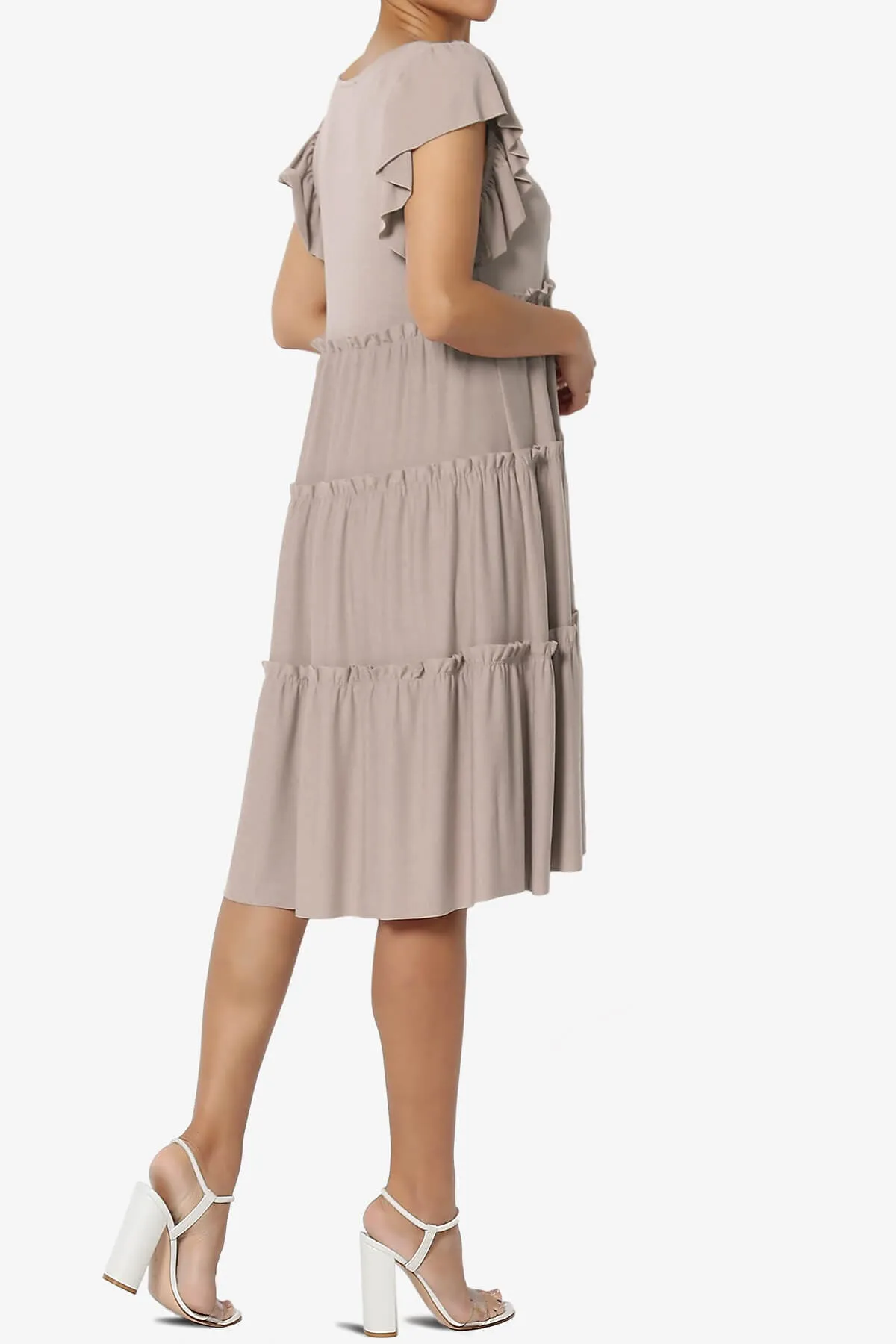 Minka Flutter Sleeve Tiered Ruffle Dress