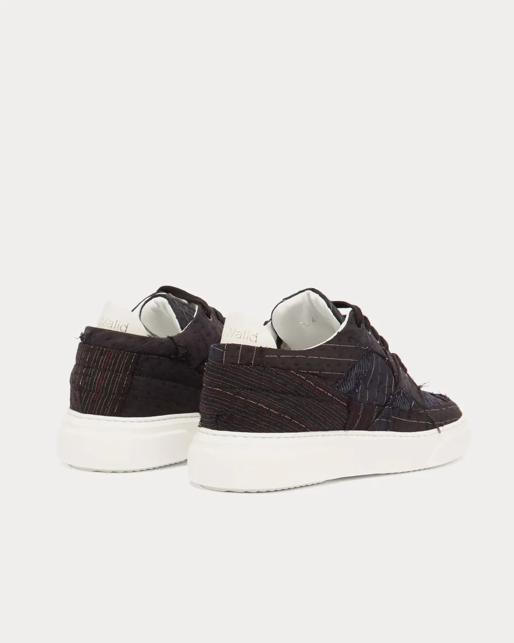 Patchwork Striped Black Low Top Sneakers