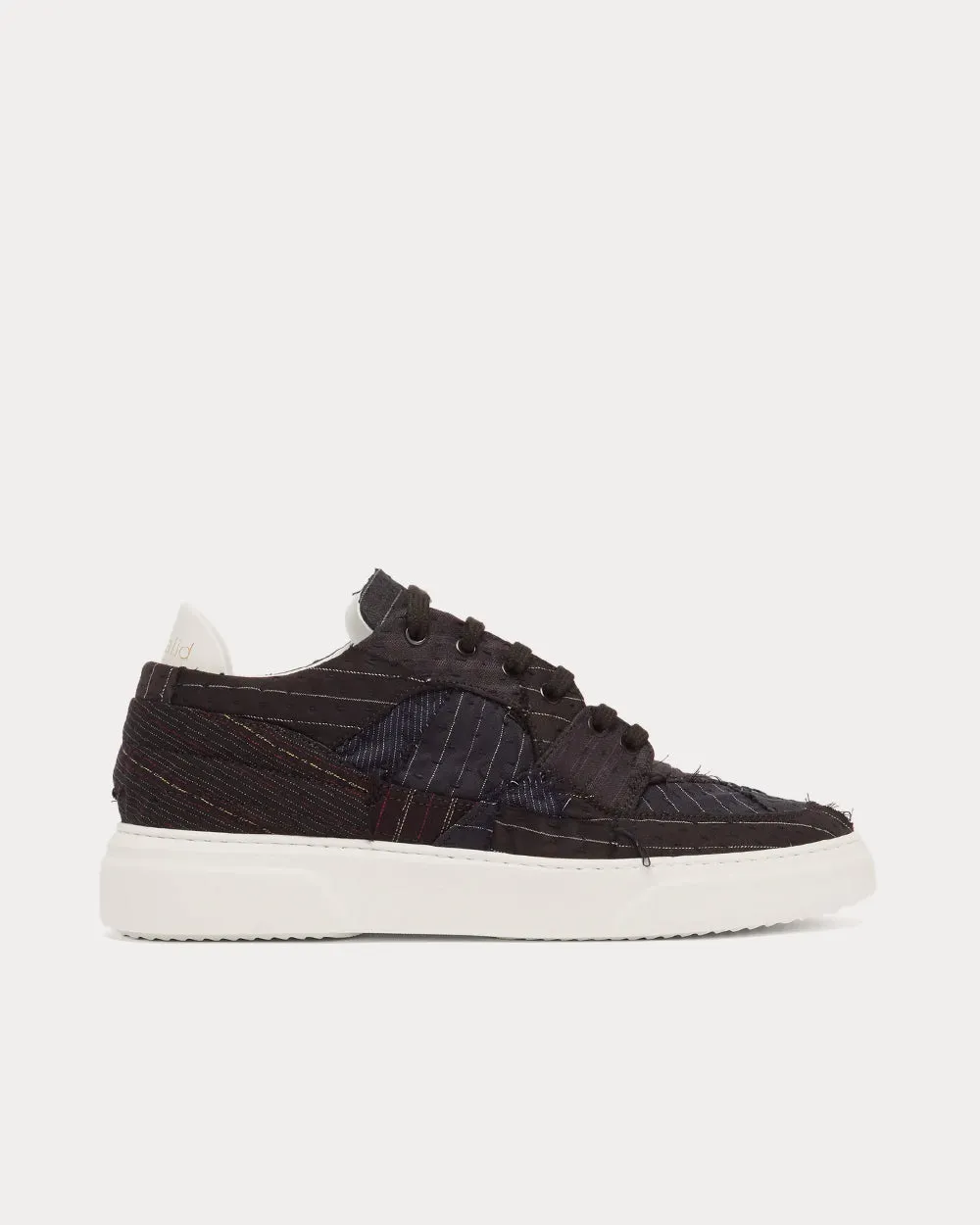 Patchwork Striped Black Low Top Sneakers