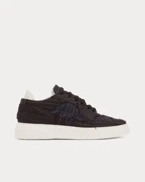 Patchwork Striped Black Low Top Sneakers