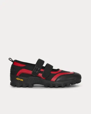 Performance Velcro Mary Jane Ballerinas Black / Red Slip On Sneakers