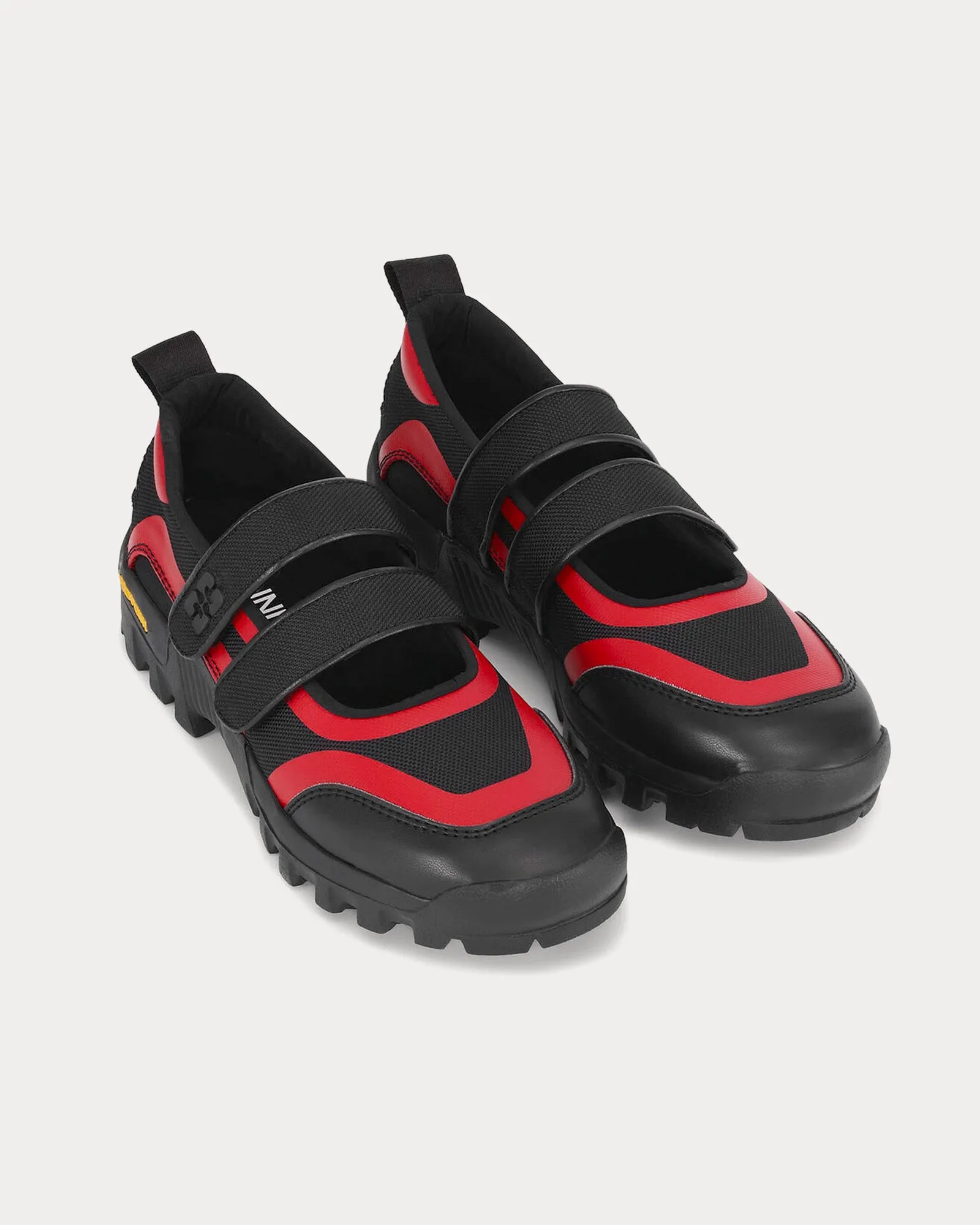 Performance Velcro Mary Jane Ballerinas Black / Red Slip On Sneakers