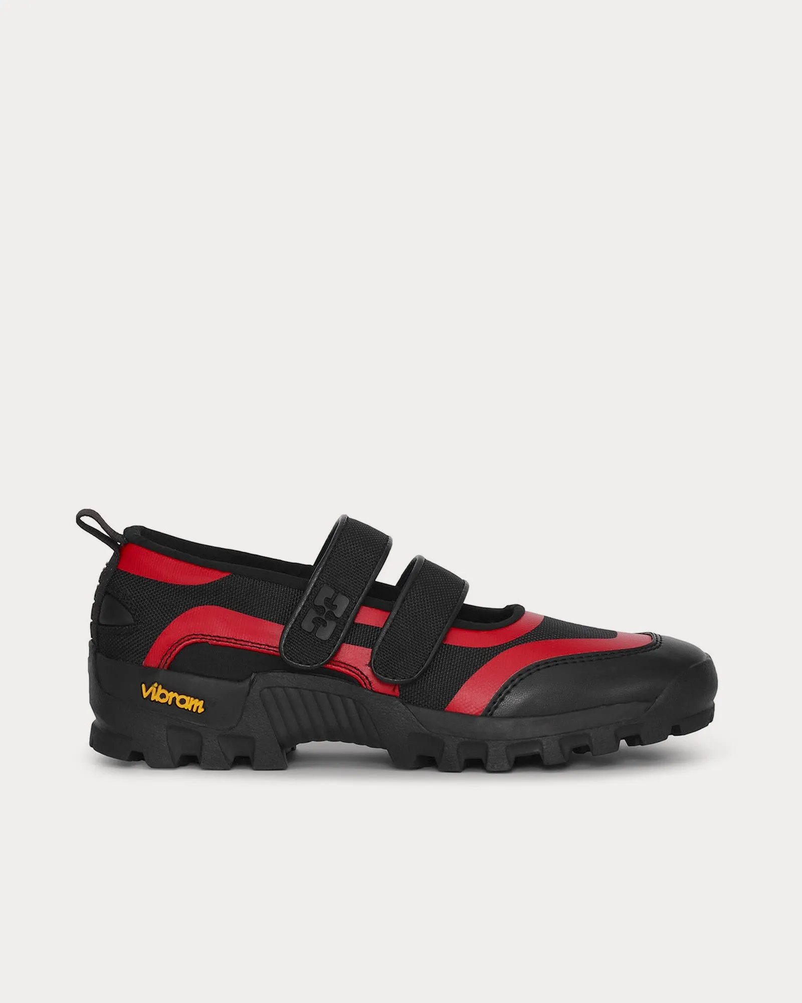 Performance Velcro Mary Jane Ballerinas Black / Red Slip On Sneakers