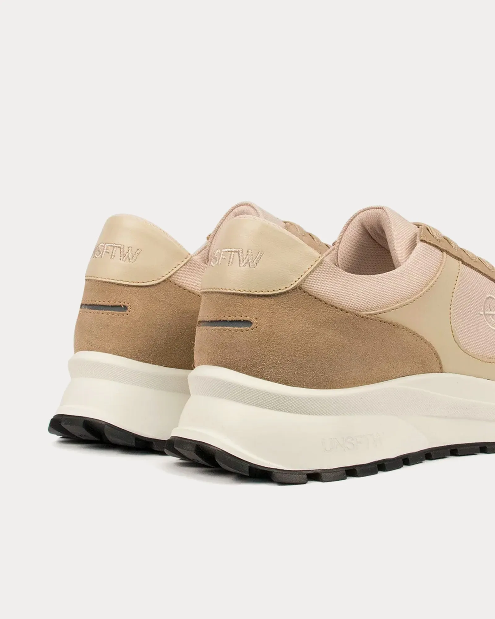 Plemont Leather & Suede Beige / Taupe Low Top Sneakers