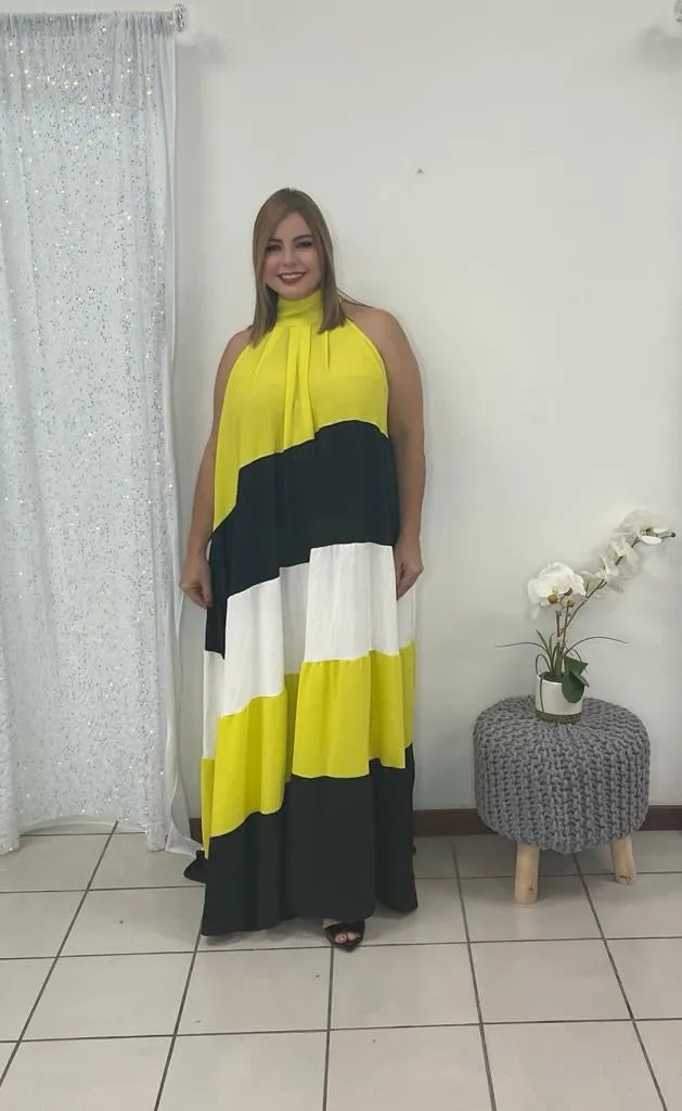 Plus Maxy Dress Tricolor