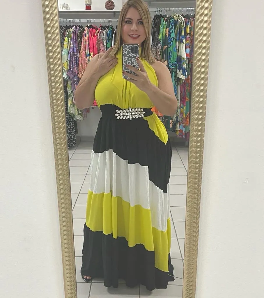 Plus Maxy Dress Tricolor