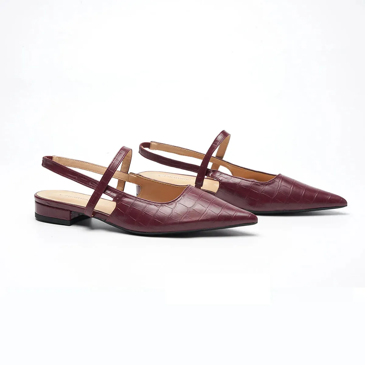 Pointed Toe Crozzling Slingback Flats (Freya)