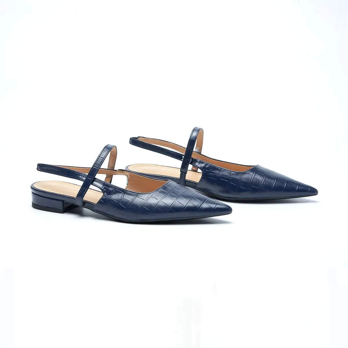 Pointed Toe Crozzling Slingback Flats (Freya)