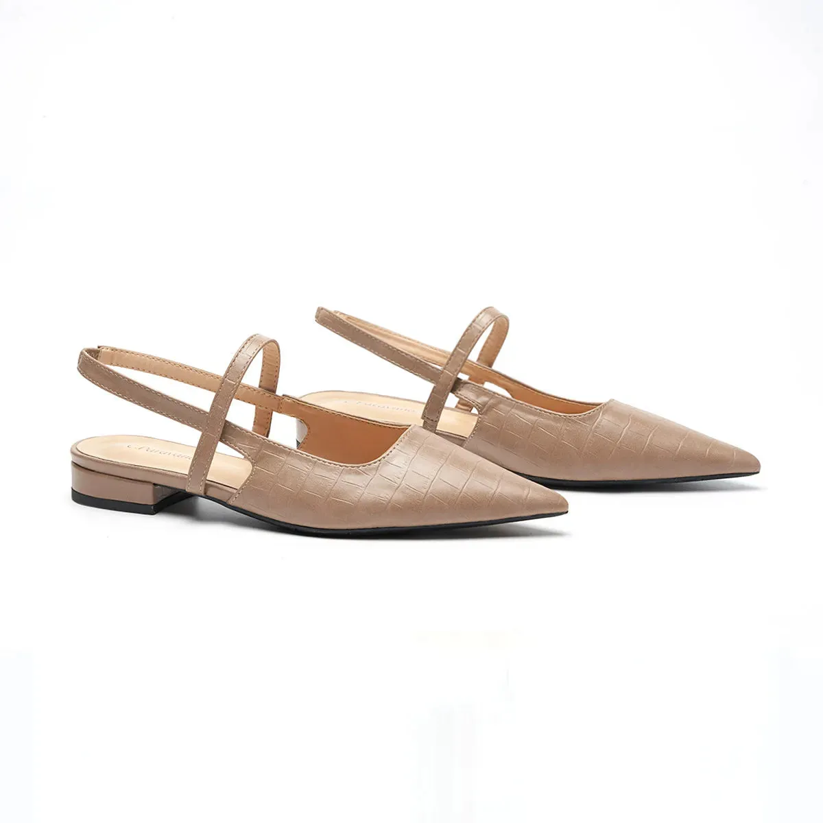 Pointed Toe Crozzling Slingback Flats (Freya)