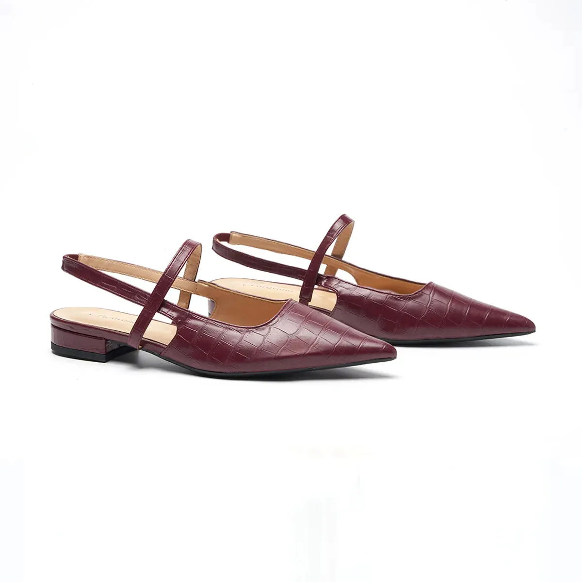 Pointed Toe Crozzling Slingback Flats (Freya)