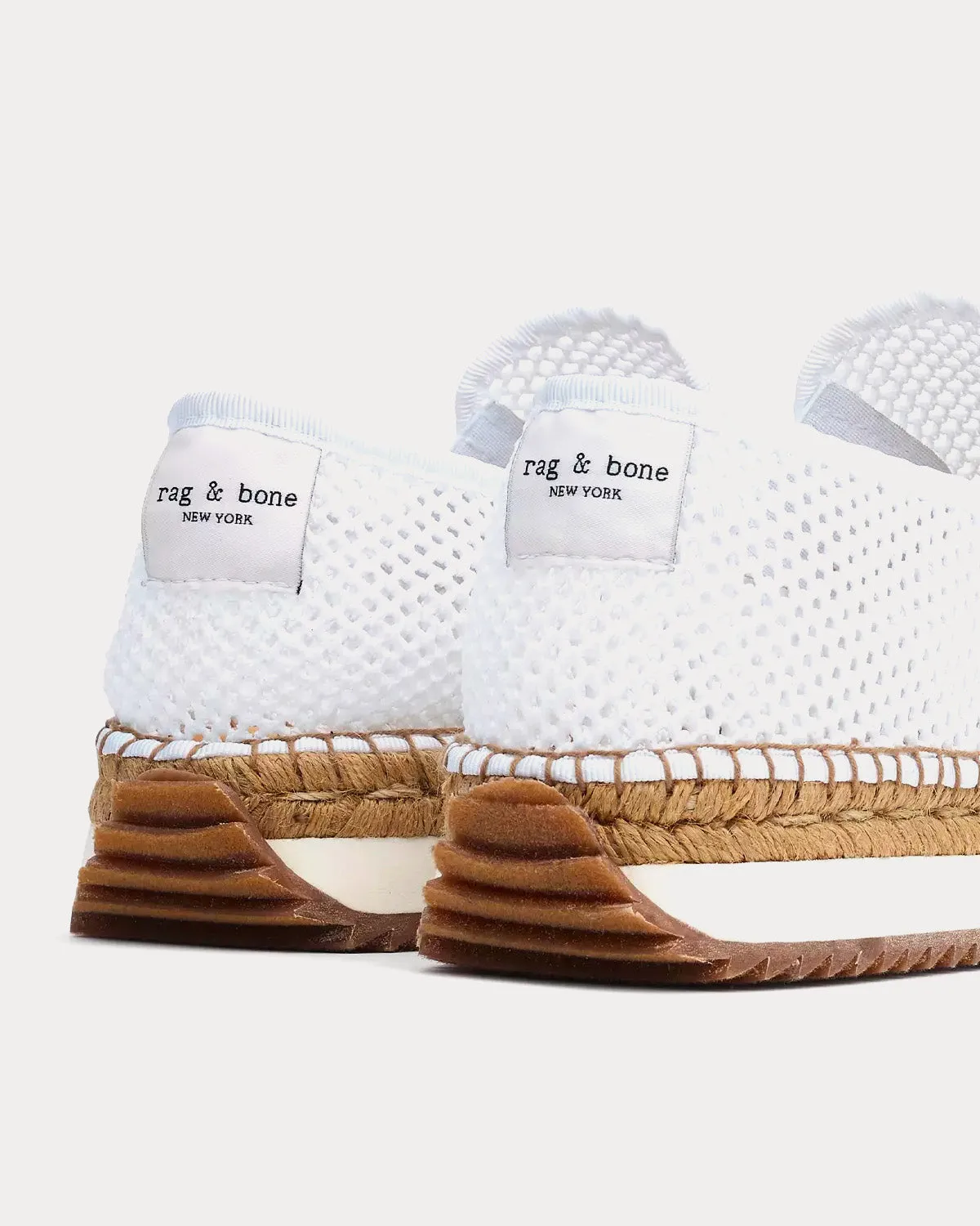 RB Espadrille Runner Open Weave White Slip Ons