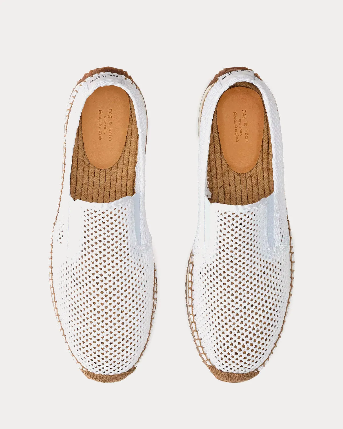 RB Espadrille Runner Open Weave White Slip Ons