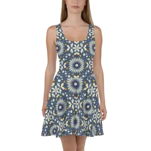 Rock the Floral Blue Skater Dress Ultimate Flared Skirt