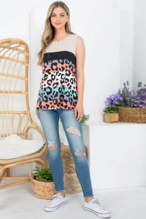 Sleeveless Color Block Baby Doll Hem Top