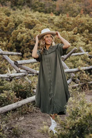 THE ASPYN SHIRT DRESS IN OLIVE
