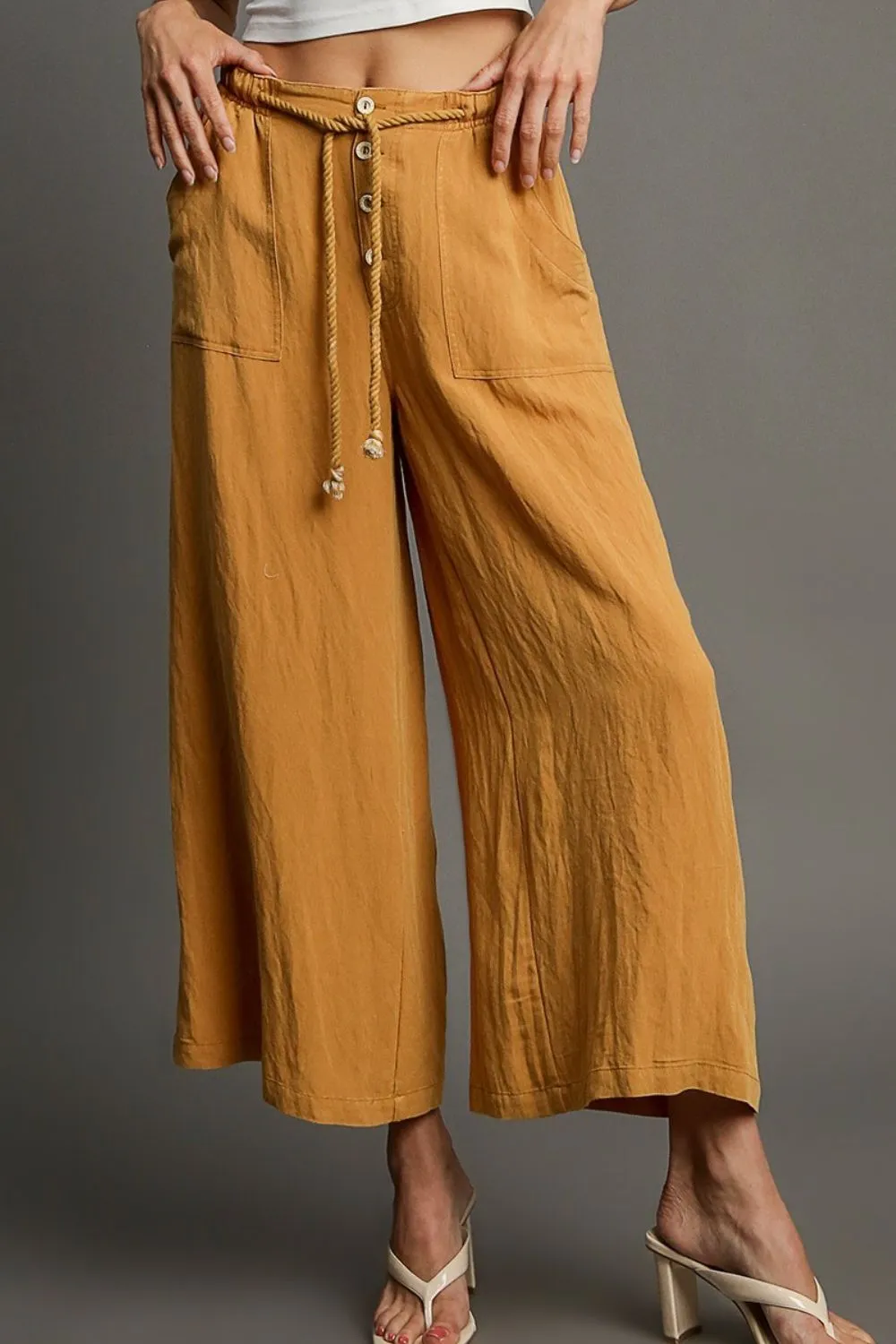 Umgee Rope Drawstring Wide Leg Pants
