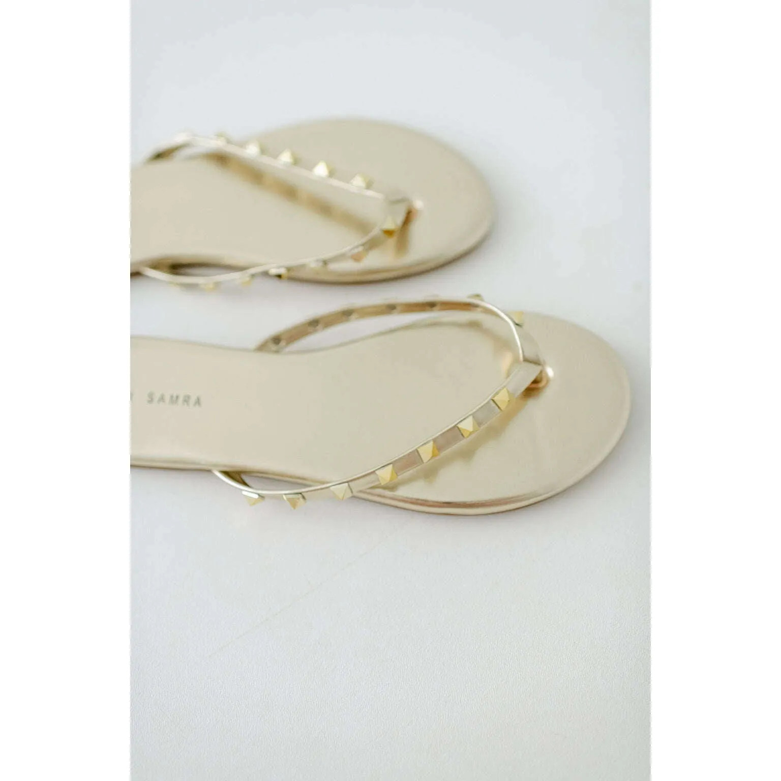 Yosi Samara Rivington Stud Flip Flop in Gold