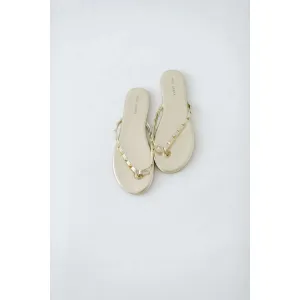 Yosi Samara Rivington Stud Flip Flop in Gold