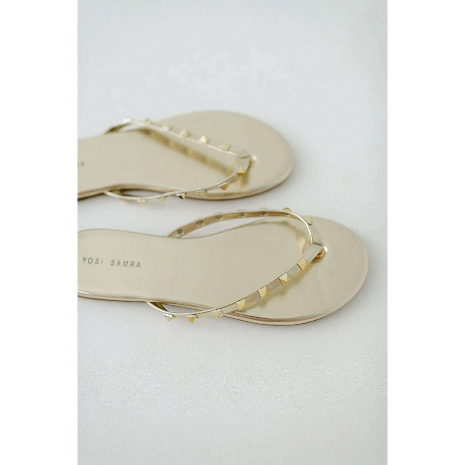 Yosi Samara Rivington Stud Flip Flop in Gold