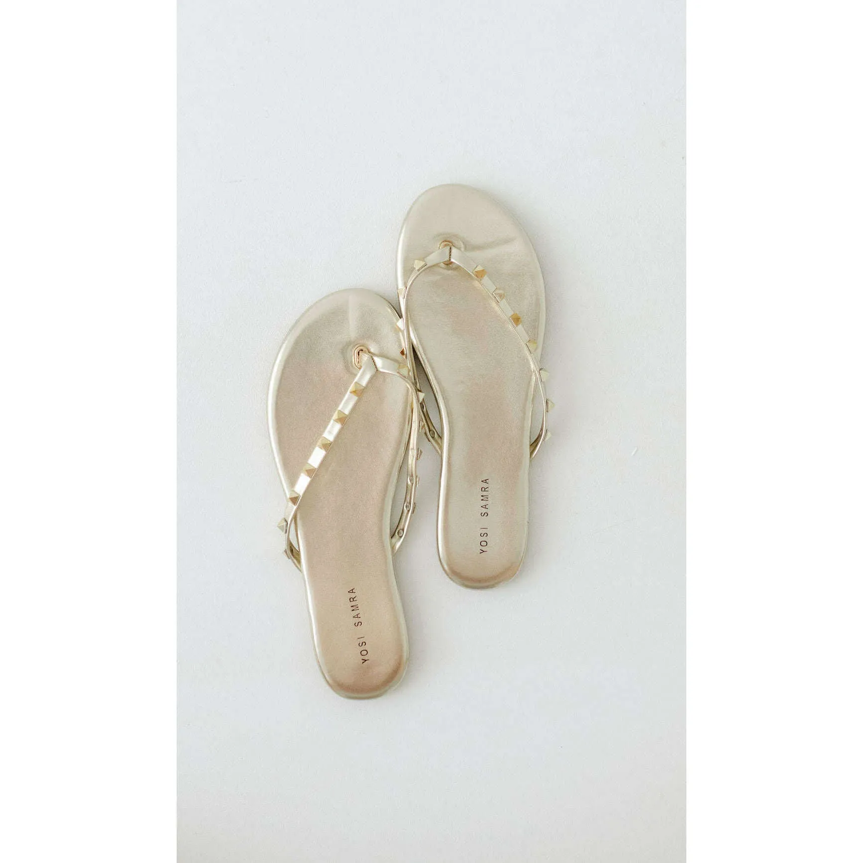Yosi Samara Rivington Stud Flip Flop in Gold